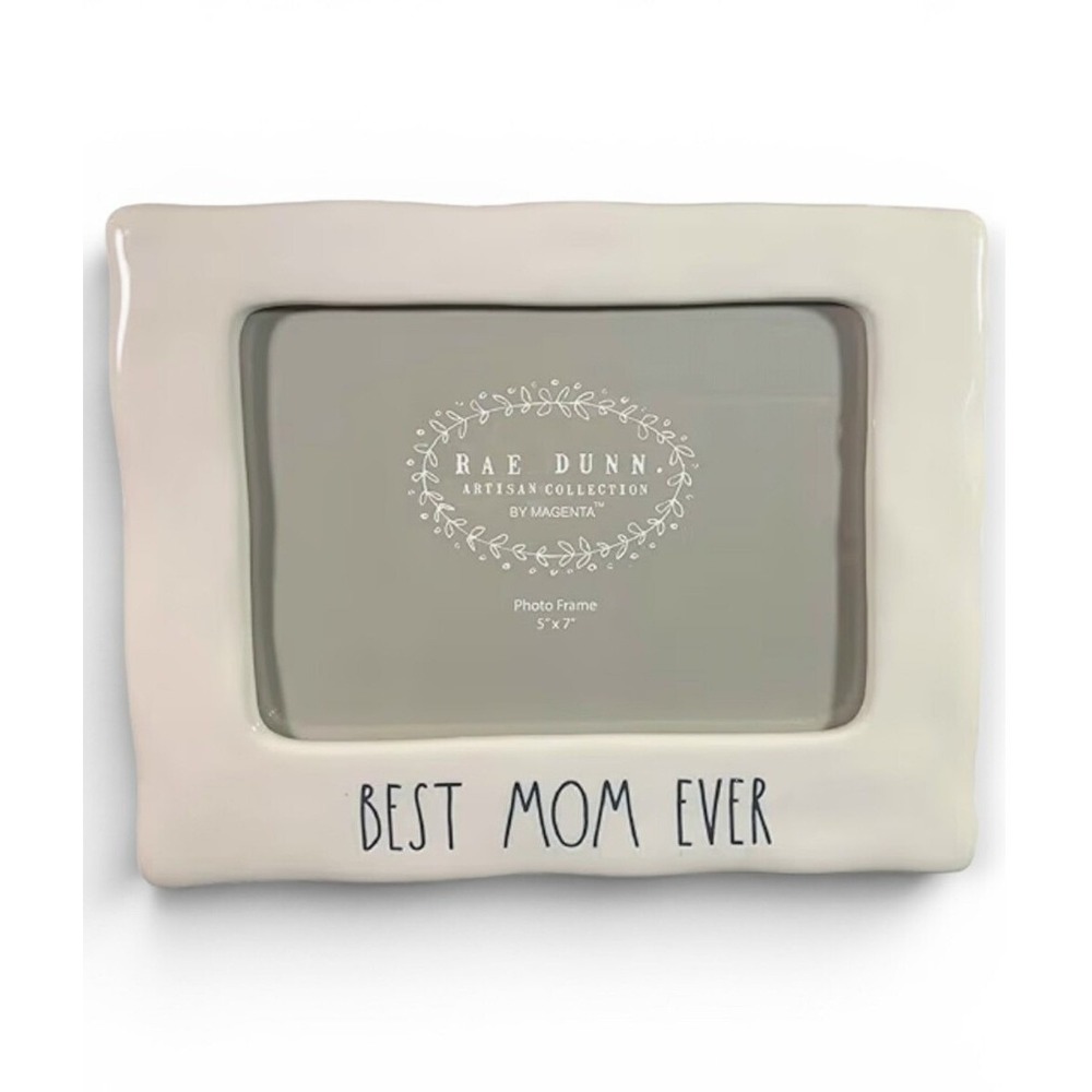 Rae Dunn Best Mom Ever White Ceramic Photo Picture Frame